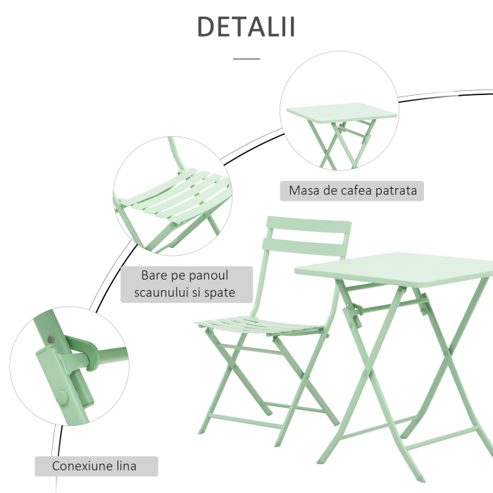  Set Masa si Scaune de Gradina Pliabile din Metal Verde [5]