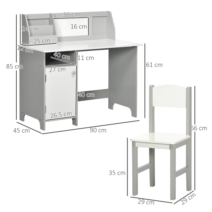  Set Masa si Scaune pentru Copii 5-8 Ani cu Spatiu de Depozitare, Tabla si Scaun, 90x45x85 cm, Roz [3]