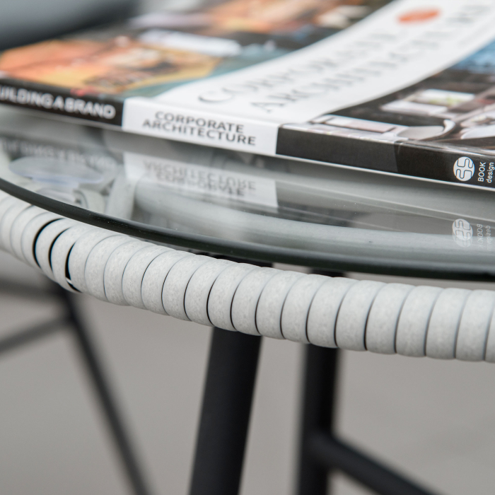  Set masuta de cafea si 2 scaune , din ratan PE, Gri [7]