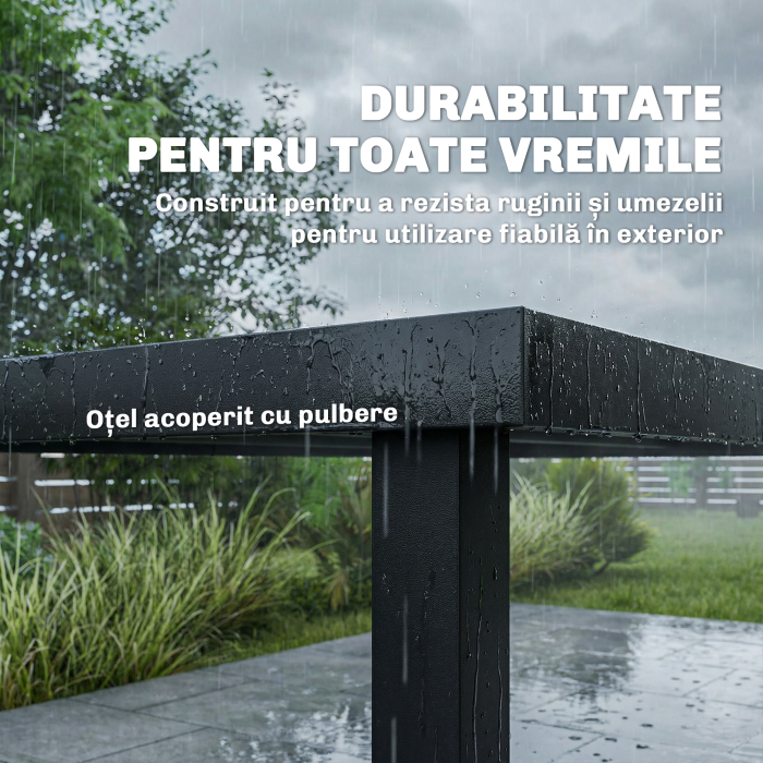  Set Mese de Exterior cu Scaune Stivuibile, Gri [5]