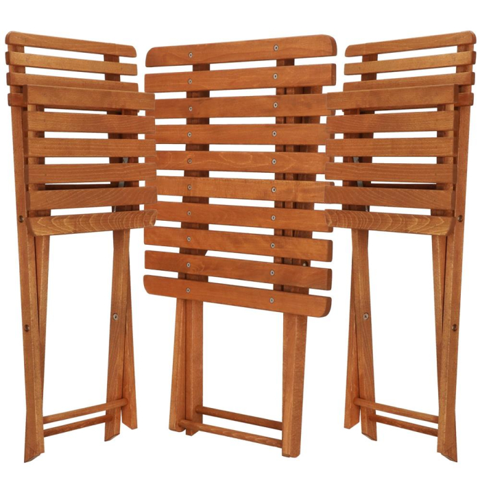 Set mobilier balcon sau terasa din lemn de fag, pliabil, masa 52x51x65 cm si 2 scaune, maro [5]