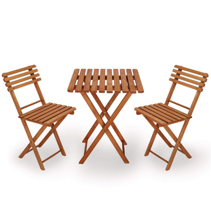 Set mobilier balcon sau terasa din lemn de fag, pliabil, masa 52x51x65 cm si 2 scaune, maro [7]
