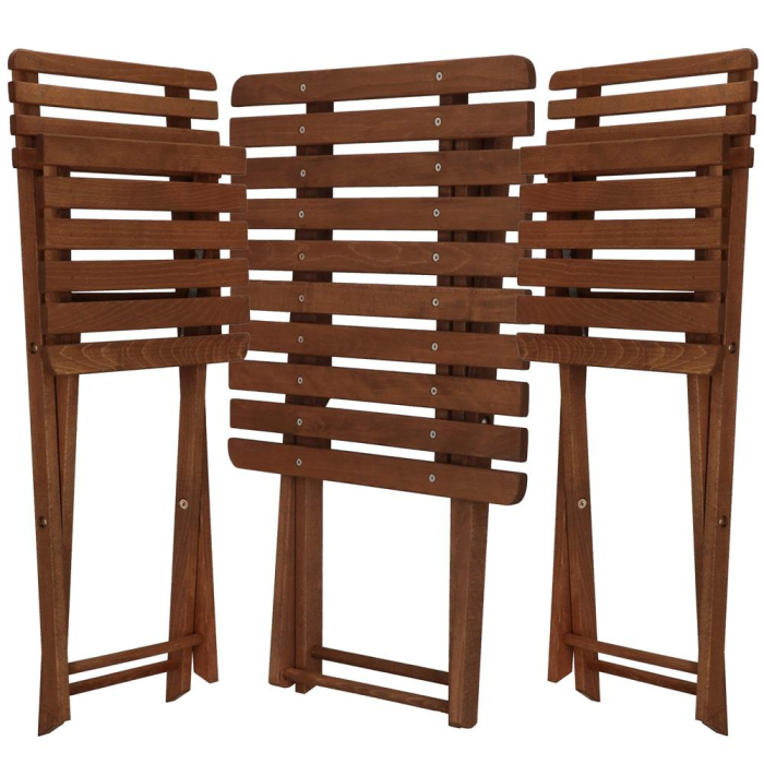 Set mobilier balcon sau terasa din lemn de fag, pliabil, masa 52x51x65 cm si 2 scaune, maro inchis [2]