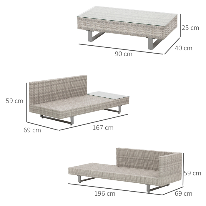  Set Mobilier canapele si masuta pentru Gradina din Ratan Gri [3]