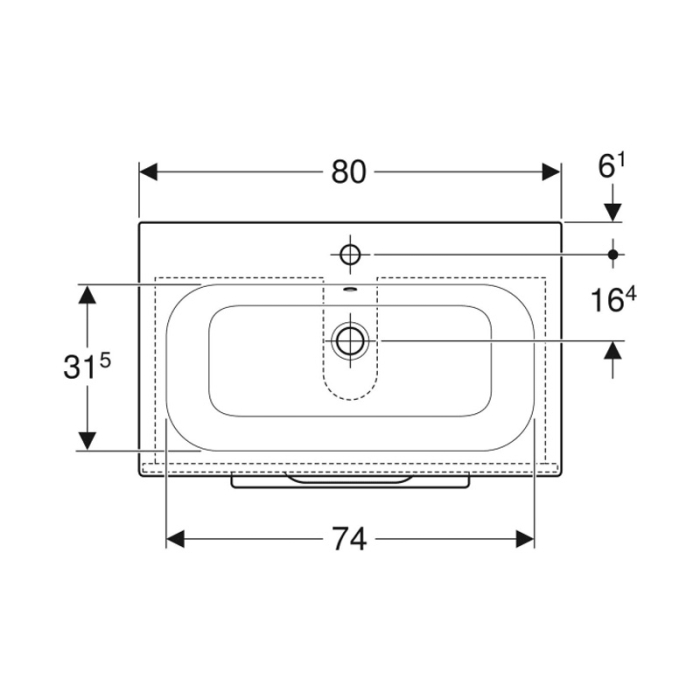 Set mobilier cu lavoar, Geberit, Selnova Square, 80 cm, lava mat [2]