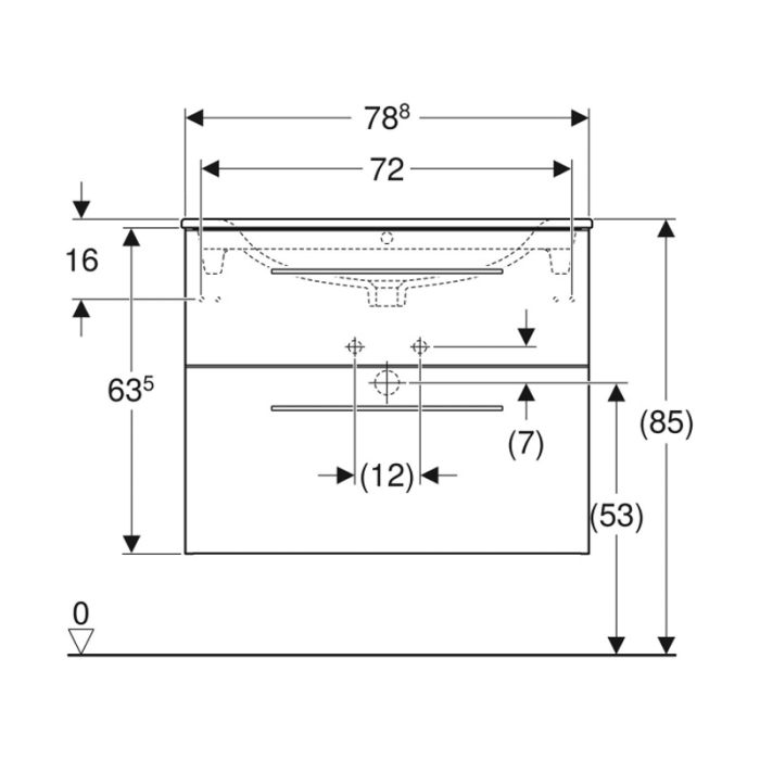 Set mobilier cu lavoar, Geberit, Selnova Square, 80 cm, lava mat [3]