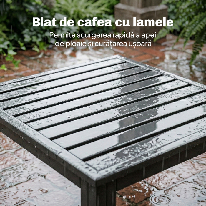  Set Mobilier de Gradina 3 Piese cu Coltar 4 Locuri si Masuta, Metal si Poliester Gri [7]