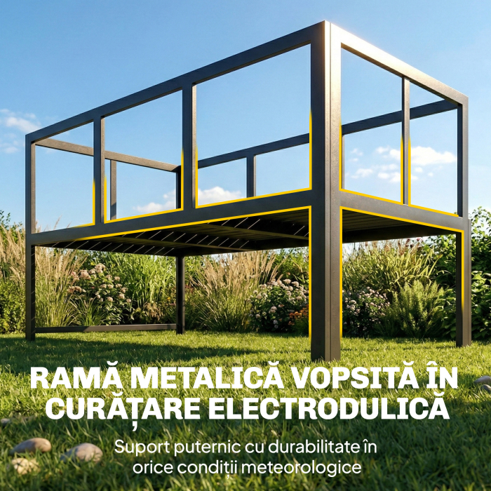  Set Mobilier de Gradina 3 Piese cu Coltar 4 Locuri si Masuta, Metal si Poliester Gri [8]
