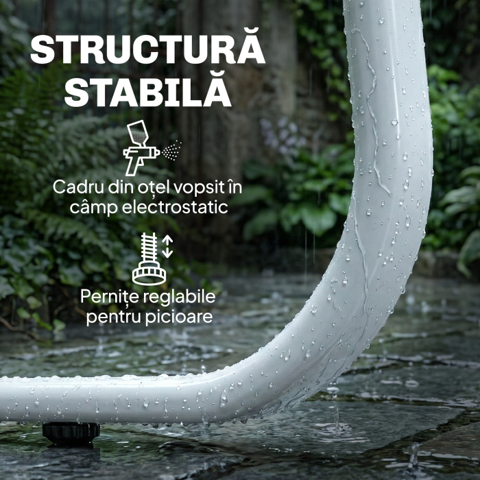  Set Mobilier de Gradina 4 Piese cu Canapea, Fotolii si Masa, Kaki si Alb [7]