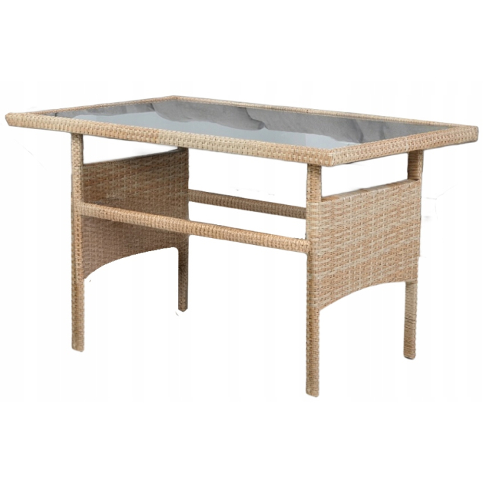 Set mobilier de gradina Berno coltar cu perne, 2 tabureti si masa, cadru otel si ratan sintetic, blat sticla securizata, bej [7]
