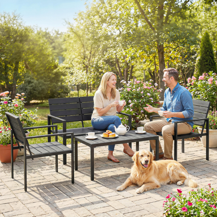  Set Mobilier de Gradina cu Canapea, Fotolii si Masuta, Ideal pentru Exterior [9]