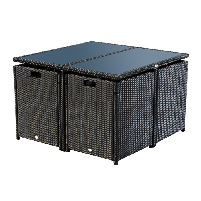  Set Mobilier de Gradina cu Masa de Pranz, 4 Scaune si Perne, 109x109x72 cm, Negru [6]