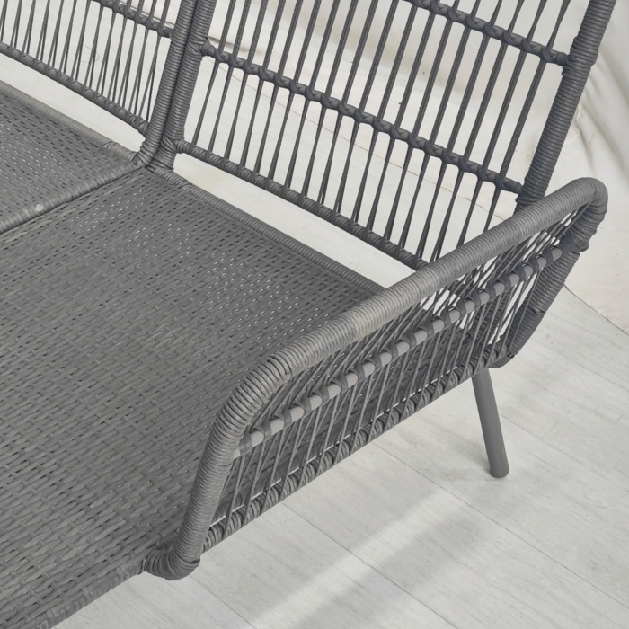  Set Mobilier de Gradina din 3 Piese cu Canapea, Şezlong cu Perne şi Masuţa, 125x77x82 cm, Gri Deschis [9]