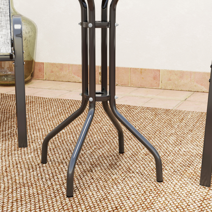  Set Mobilier de Gradina din 3 Piese cu Scaune Suprapozabile si Masa din Sticla, 54x71x93 cm, Gri inchis [9]