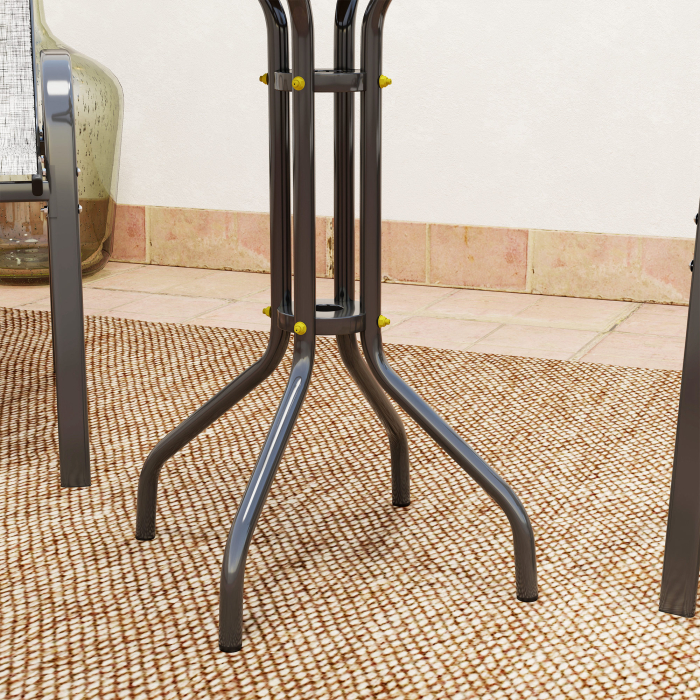  Set Mobilier de Gradina din 3 Piese cu Scaune Suprapozabile si Masa din Sticla, 54x71x93 cm, Gri inchis [9]