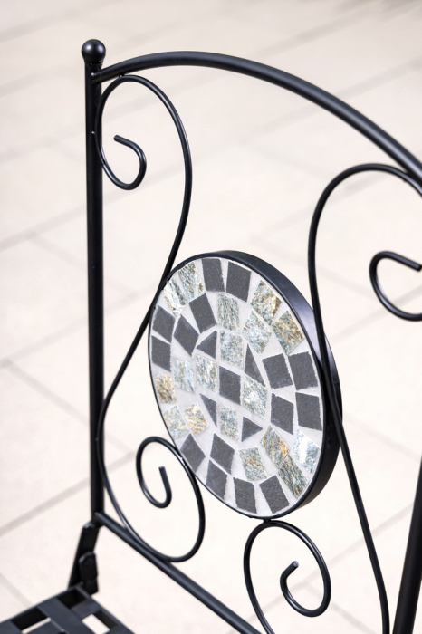 Set mobilier de gradina Gismo, 4 piese, masa cu blat din mozaic ceramic cu aspect de piatra naturala, banca pentru 2 persoane si 2 scaune pliabile pen [11]
