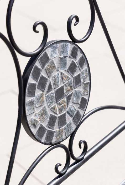 Set mobilier de gradina Gismo, 4 piese, masa cu blat din mozaic ceramic cu aspect de piatra naturala, banca pentru 2 persoane si 2 scaune pliabile pen [8]