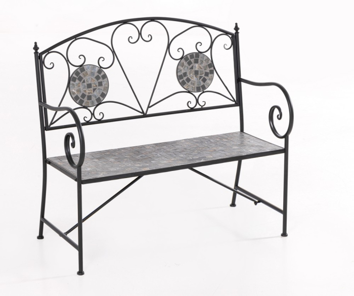 Set mobilier de gradina Gismo, 4 piese, masa cu blat din mozaic ceramic cu aspect de piatra naturala, banca pentru 2 persoane si 2 scaune pliabile pen [4]