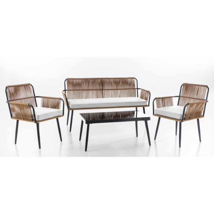Set mobilier de gradina Marry pentru relaxare pe terasa sau balcon, 7 piese, cu structura din aluminiu pentru rezistenta, perne de 8 cm pentru confort [2]