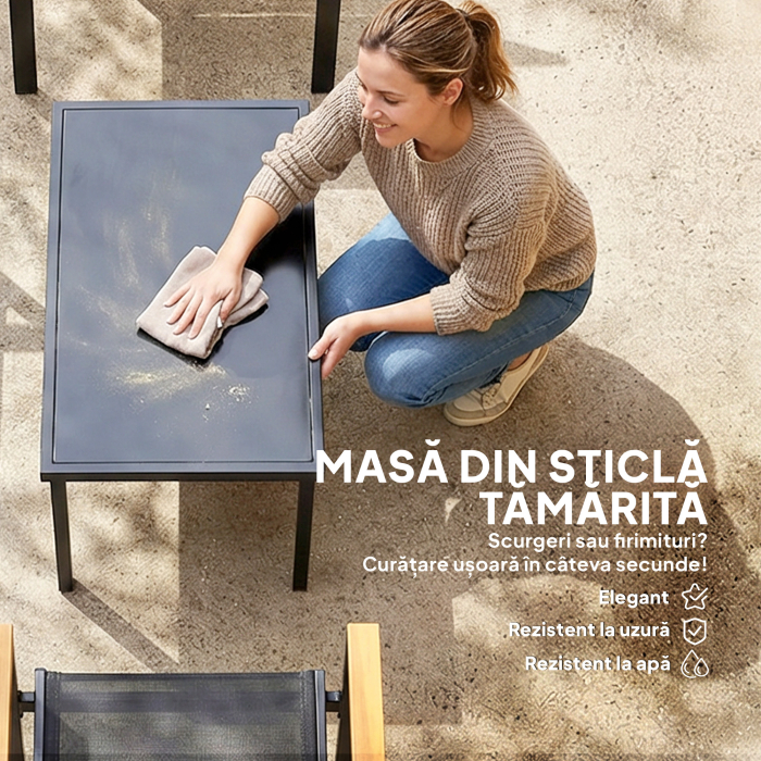  Set Mobilier Exterior, Rezistent la Rugina, 4 Piese, Negru [6]