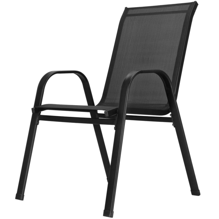 Set mobilier gradina, 2 scaune si masa rotunda, blat sticla, cadru metalic, 60x70 cm, negru [23]