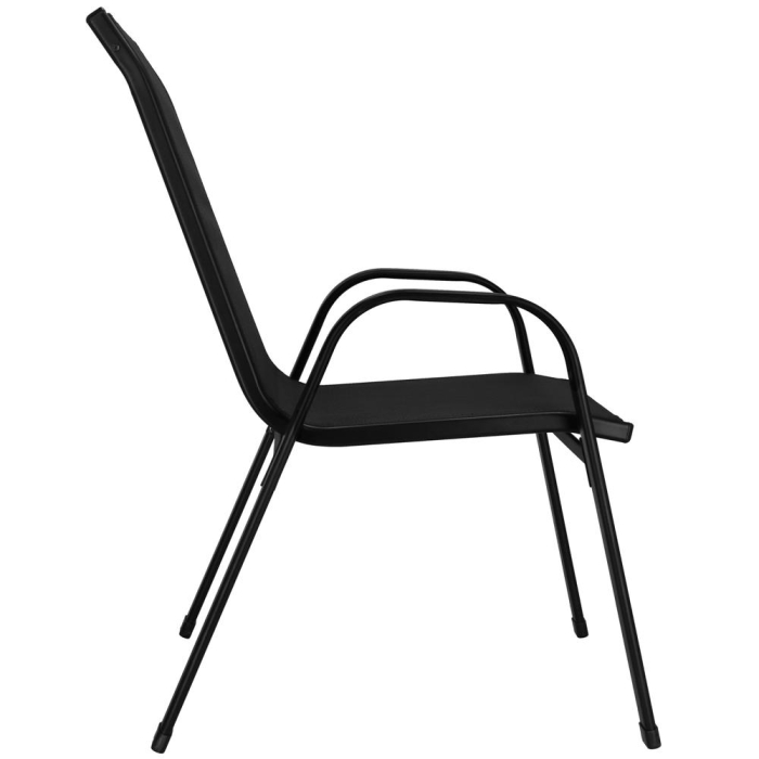 Set mobilier gradina, 2 scaune si masa rotunda, blat sticla, cadru metalic, 60x70 cm, negru [24]