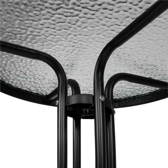 Set mobilier gradina, 2 scaune si masa rotunda, blat sticla, cadru metalic, 60x70 cm, negru [13]