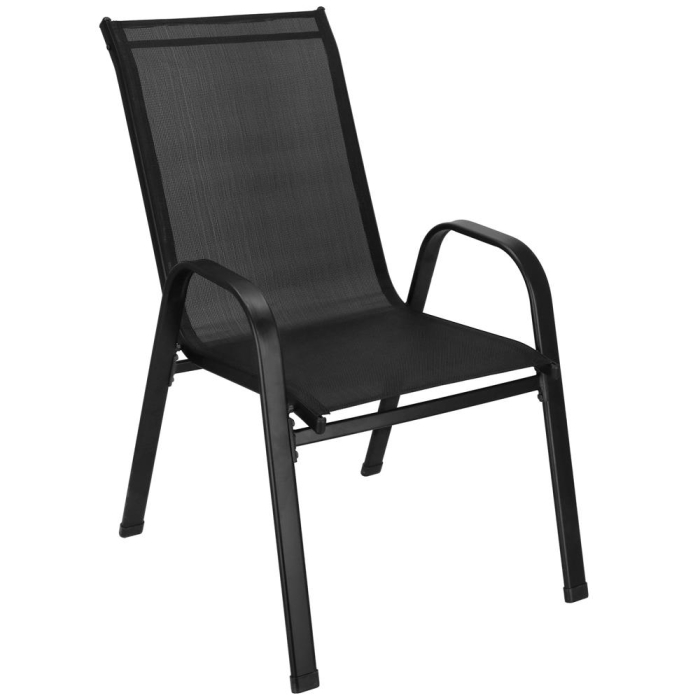 Set mobilier gradina, 2 scaune si masa rotunda, blat sticla, cadru metalic, 60x70 cm, negru [26]