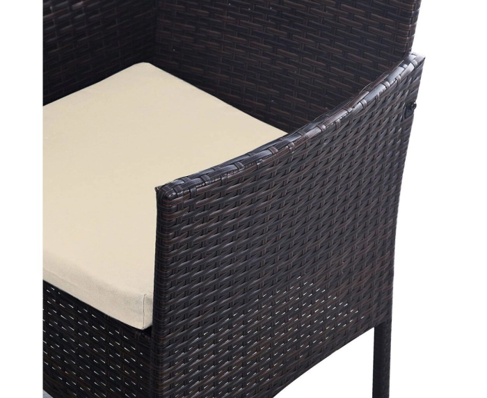 Set mobilier gradina 4 locuri, canapea 2 locuri, 2 fotolii si masa de sticla, tehnoratan, maro si crem [5]