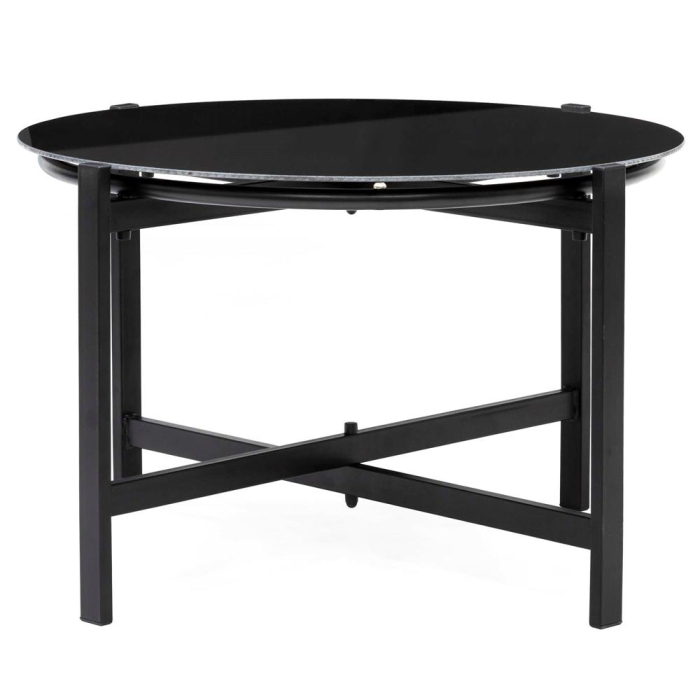Set mobilier gradina 4 locuri, canapea 2 locuri, 2 scaune si masa rotunda sticla, cadru metalic, 119x71x82 cm, negru [14]
