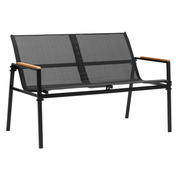 Set mobilier gradina 4 locuri, canapea 2 locuri, 2 scaune si masa rotunda sticla, cadru metalic, 119x71x82 cm, negru [17]