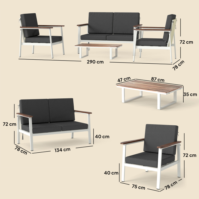  Set Mobilier Gradina 4 Persoane: 2 Fotolii, Canapea, Masuta [3]