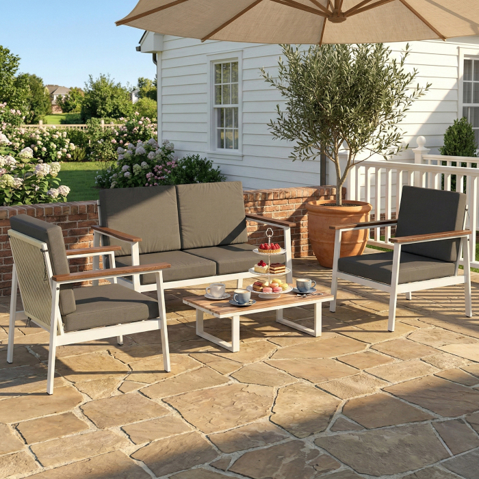  Set Mobilier Gradina 4 Persoane: 2 Fotolii, Canapea, Masuta [9]