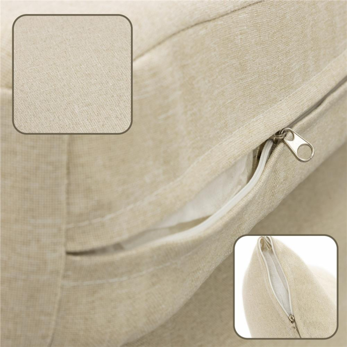 Set mobilier gradina 4 piese cu canapea sofa, 2 fotolii si masa sticla, cadru metalic, negru cu perne bej [23]