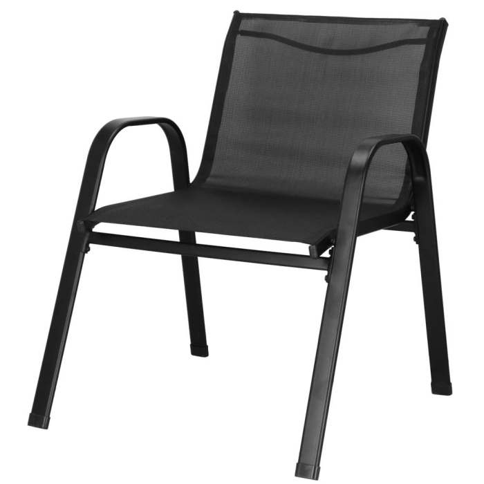 Set mobilier gradina 4 piese, masa cu sticla securizata, 2 scaune si canapea, cadru metalic, negru [9]