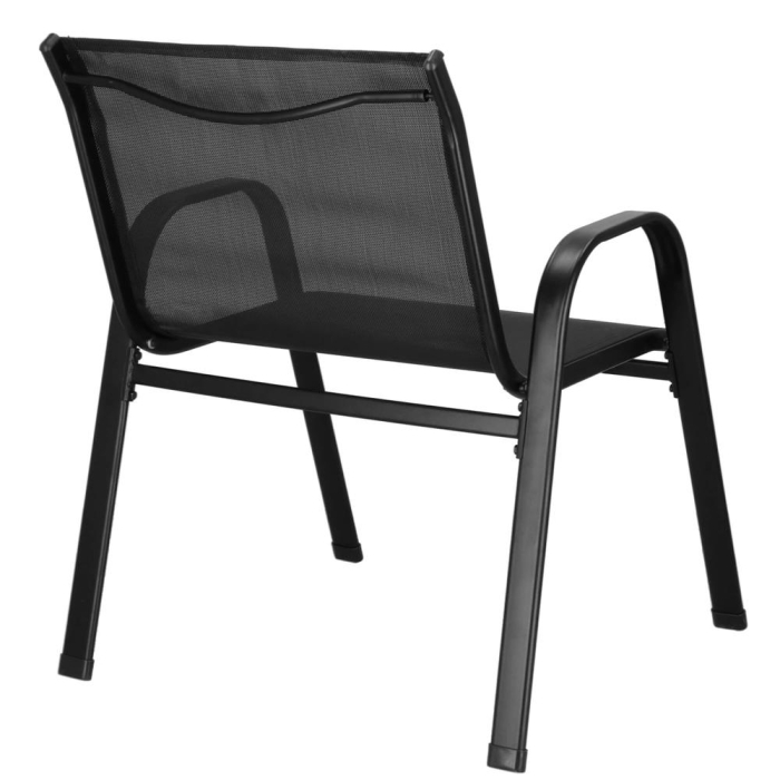 Set mobilier gradina 4 piese, masa cu sticla securizata, 2 scaune si canapea, cadru metalic, negru [23]