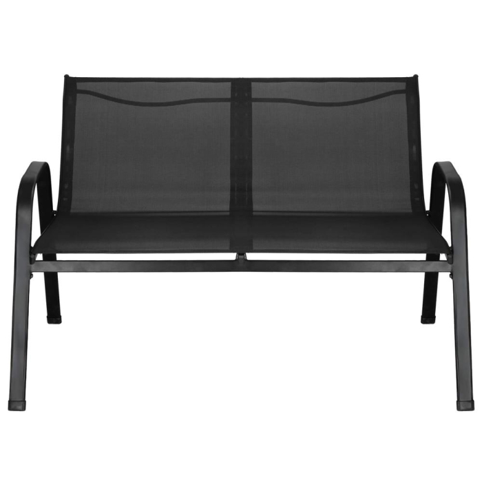 Set mobilier gradina 4 piese, masa cu sticla securizata, 2 scaune si canapea, cadru metalic, negru [16]
