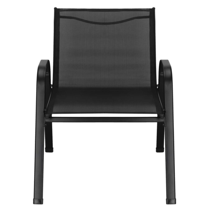 Set mobilier gradina 4 piese, masa cu sticla securizata, 2 scaune si canapea, cadru metalic, negru [15]