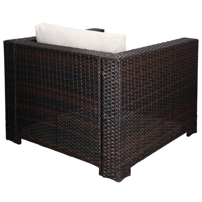 Set mobilier gradina 6 piese din technorattan cu masa si perne, instalare modulara configurabila, maro si crem [22]