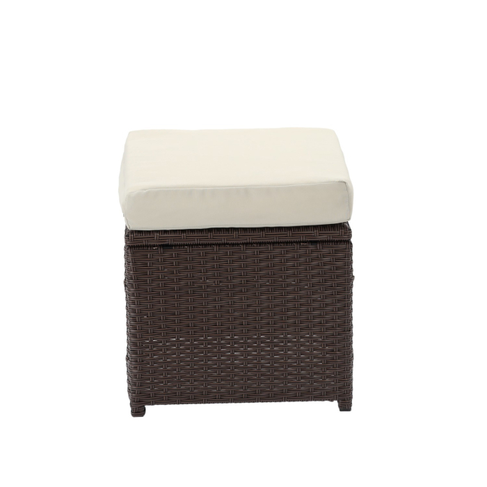 Set mobilier gradina 7 piese, canapea 3 locuri, 2 fotolii, 2 tabureti si masa cu blat de sticla, ratan PE, maro si bej [6]
