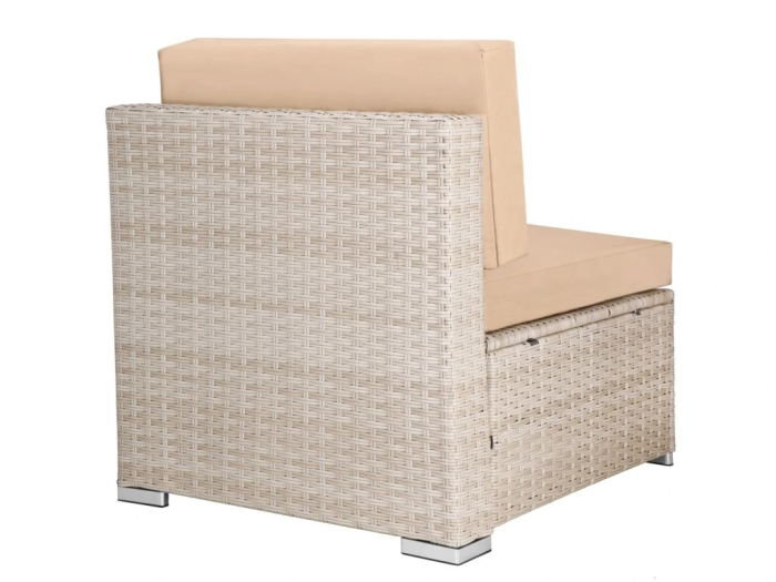 Set mobilier gradina 7 piese, canapea modulara colt L sau U, perne groase, masa cu blat sticla, technoratan, bej [17]