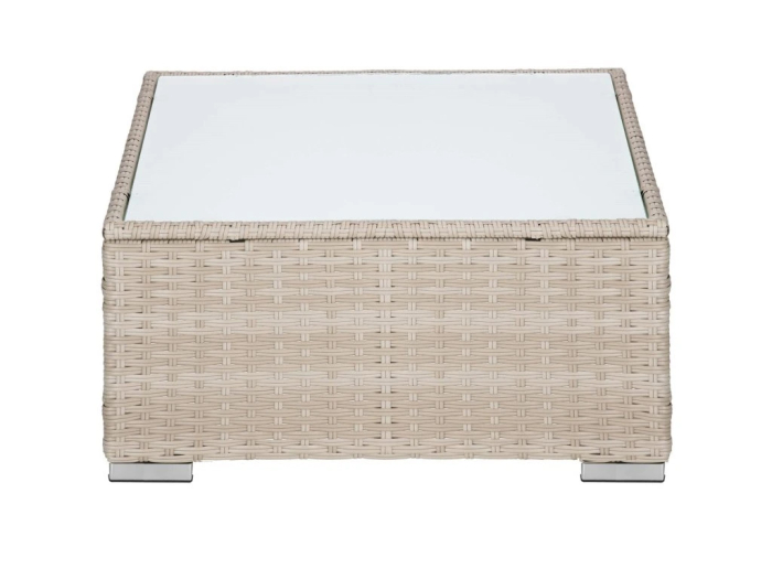 Set mobilier gradina 7 piese, canapea modulara colt L sau U, perne groase, masa cu blat sticla, technoratan, bej [18]