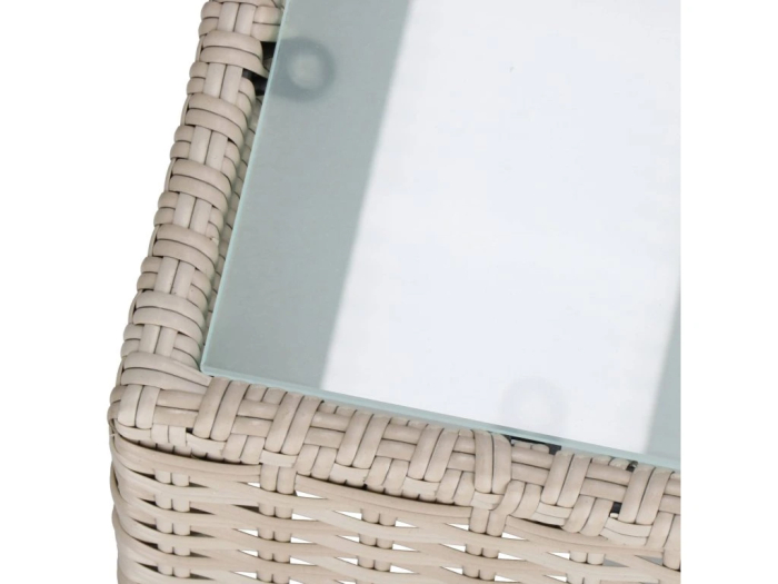 Set mobilier gradina 7 piese, canapea modulara colt L sau U, perne groase, masa cu blat sticla, technoratan, bej [19]