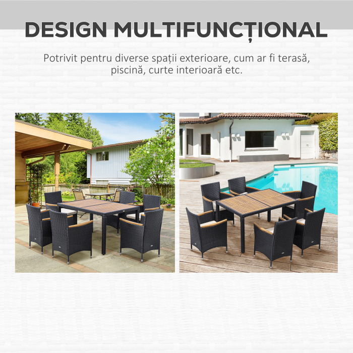  Set Mobilier Gradina 7 Piese - Ratan, Lemn & Perne Moi [7]
