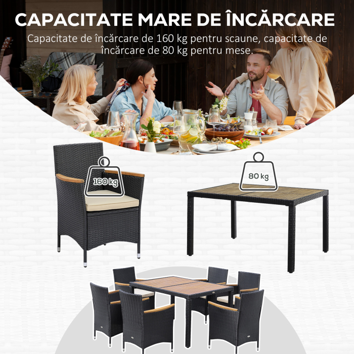  Set Mobilier Gradina 7 Piese - Ratan, Lemn & Perne Moi [8]
