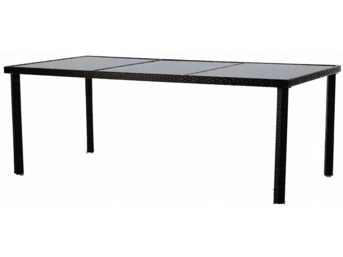 Set mobilier gradina 8 scaune si masa 196x98x73 cm, ratan si cadru otel zincat, blat masa sticla securizata, maro [7]