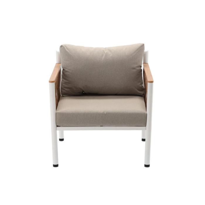Set mobilier gradina Belgrad 4 piese, cu perne, canapea 2 locuri, 2 fotolii si masa, cadru aluminiu, 129x68x70 cm, bej [5]