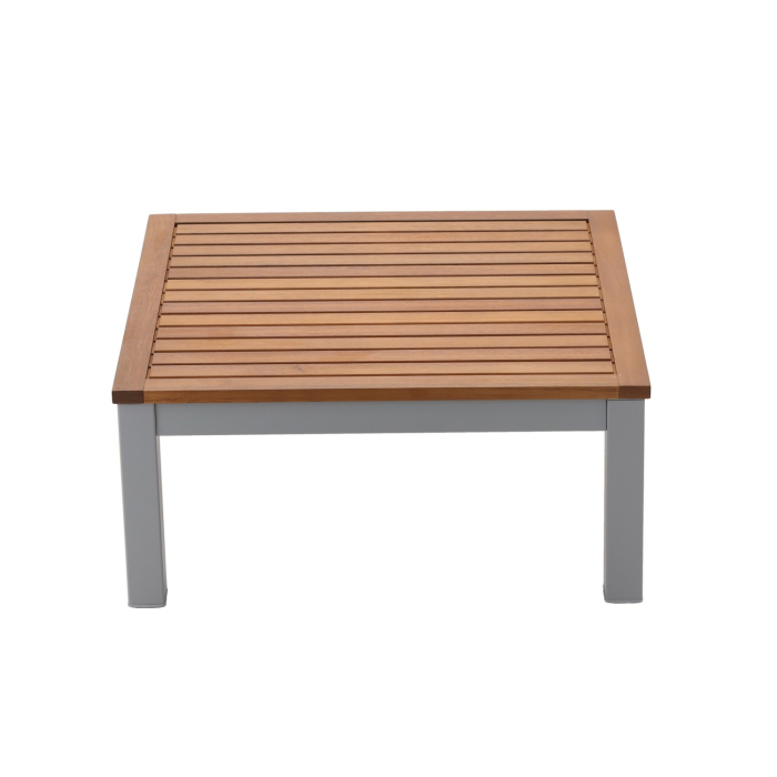 Set mobilier gradina Bohito modular cu perne, 2 canapele si masa, cadru aluminiu si lemn eucalipt, 138x76 cm, gri [12]