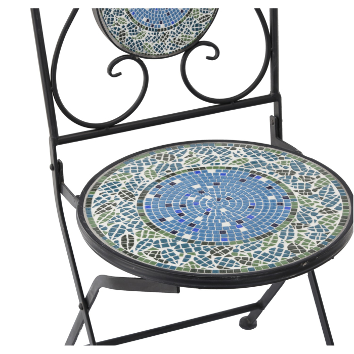 Set mobilier gradina, masa si 4 scaune, blat mozaic ceramic, cadru metalic, negru si albastru [8]