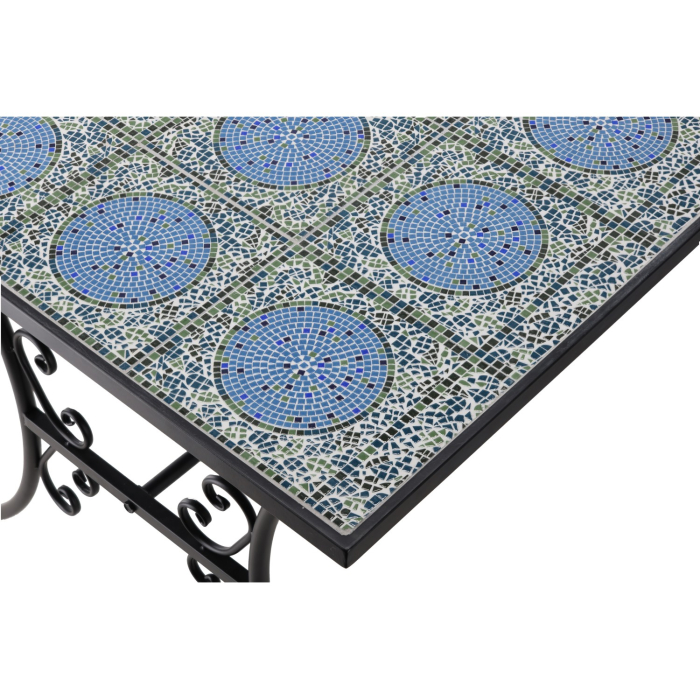 Set mobilier gradina, masa si 4 scaune, blat mozaic ceramic, cadru metalic, negru si albastru [9]